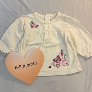 The Children's Place - Cream Baby long sleeve top with Embroidered flowers